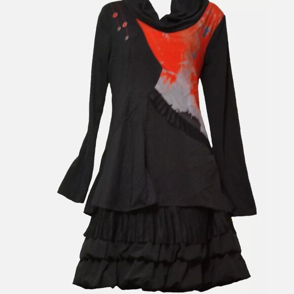 C' Fait Pour Vous Paris Black Ruffle Long Sleeve Dress Size:3 - Picture 1 of 4